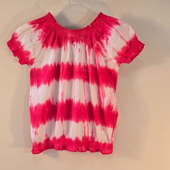 Girls Place Tie Die Embroidered Shirt Size Large 10 - 12 Pink White Summer Top - Picture 3 of 8